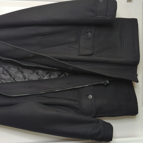 Weatherproof Classic Wool Blend Pea Coat Quilted Liner Black Men's M - Picture 4 of 15